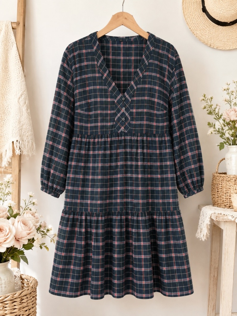Madewell Colette Plaid Flannel Mini Dress Size 4 100% Cotton